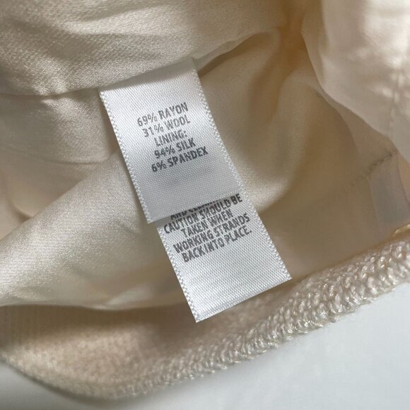 St‎ John Wool Blend Dress Womens 4 Cream Shift Short Sleeve Silk Lined - Picture 10 of 13